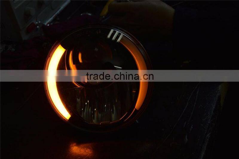 7" H4 LED Light Projector Headlight With White DRL Yellow Turn Signal For Harley Motorcycle , wrangler, TJ, landrover 7inch