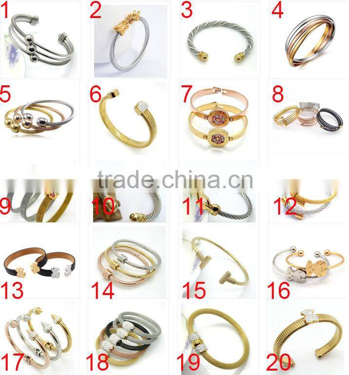 Wholesale glass bead silver plated copper new design artificial bangles