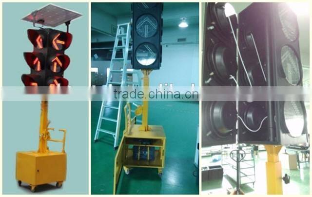 Hot selling kutuo mobile solar traffic light 300mm trolley mobil traffic signal light