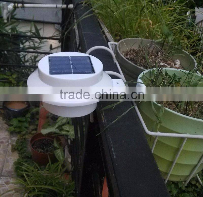 Water Resistant with Switch Solar Powered 3-led Gutter Light Fence Lamp Outdoor Solar Gutter LED Lights