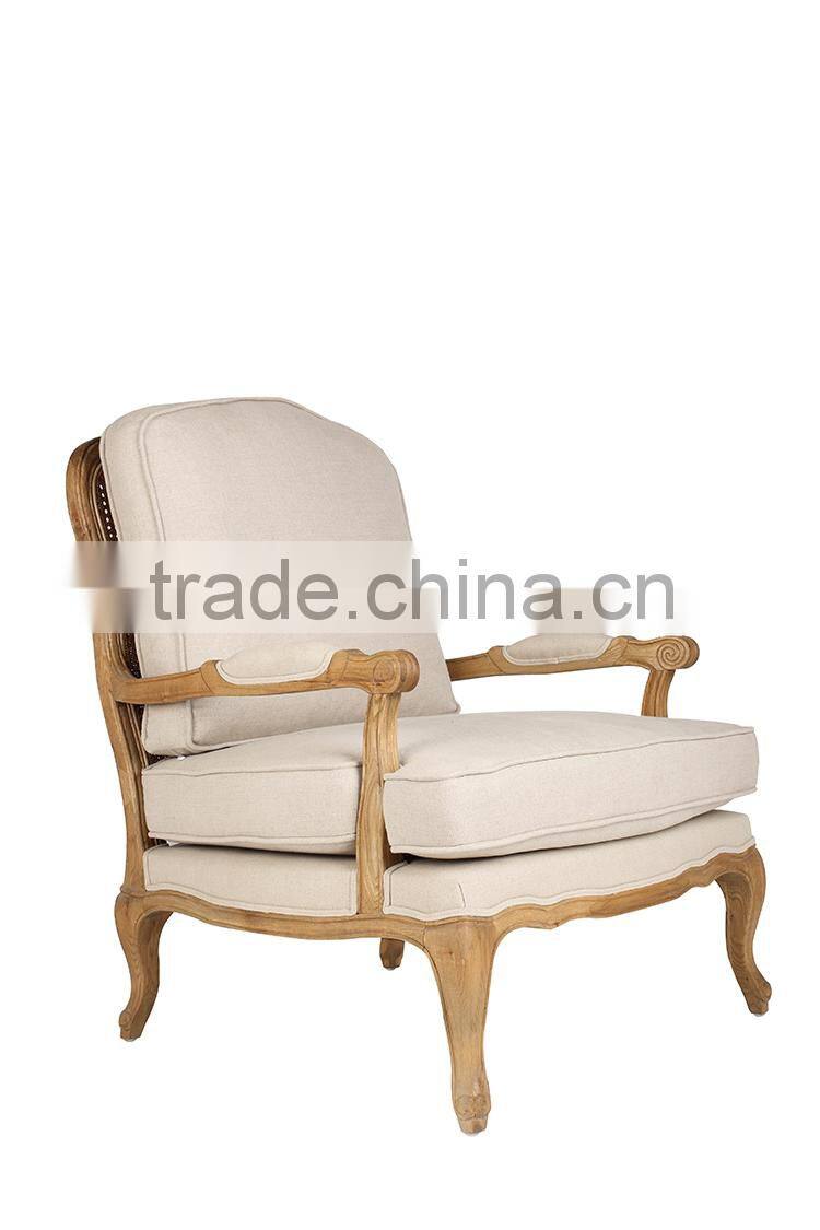 French Style Wooden Base Cane Back Armchair