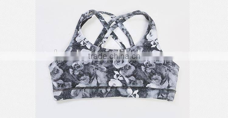 hot sex women's sport bra active wear custom sport bra pretty flower pattern bra sport girls