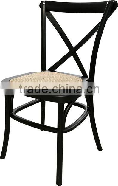 Stackable Factory Direct Resin Cross Back Chair with Metal Core Piping Resin Restaurant Dining Chair