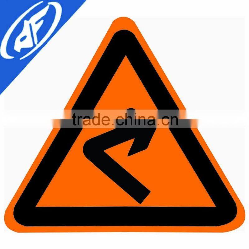 Reflective adhesive right over turn Road sign