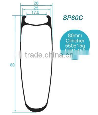 CarbonBikeKits SP80C 25mm wide 80mm Clincher carbon rim dimple