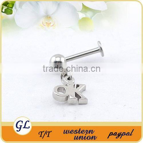 fashion stainless steel with crystal skull lip piercing