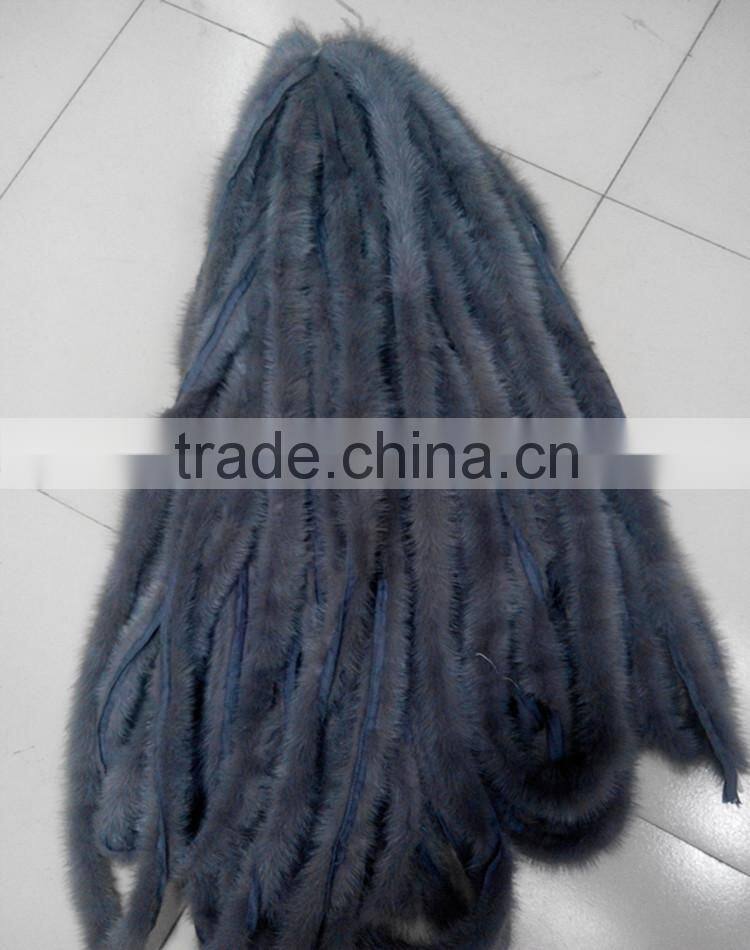 China Wholesale Dye Mink Fur Strip / Fur Collar / Real White Mink Fur Trimming