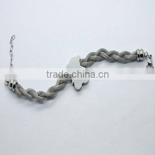 wholesale Stainless Steel kids charm bracelets With Teddy Bear Pendant