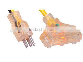 Extreme weather resistant triple tap American outdoor Extension cord with light indicate