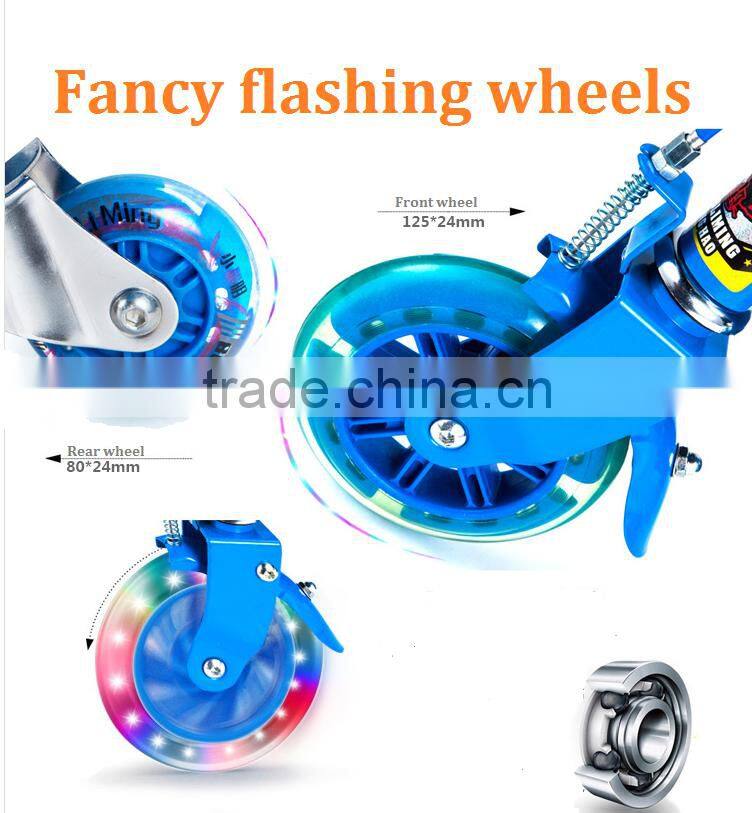 Cool double wheel pedal kick skateboard with LED light and mosic