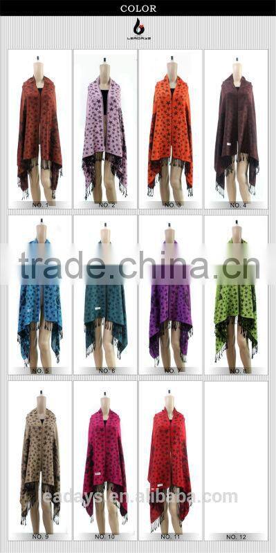 flower star jacquard tassel pashmina scarf