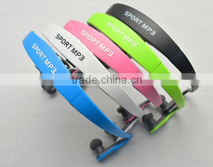 New bulk wireless headset earphone headphone sport mp3 player with FM radio
