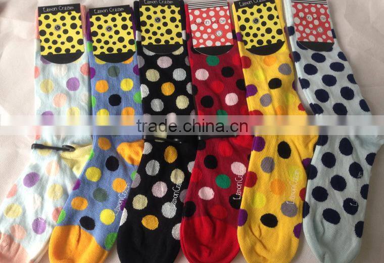 Low MOQ Brand Design Super Soft Colorful Dots Cotton Unisex Cozy Socks