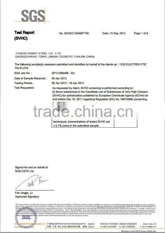 0.18--0.45mm thickness MR Prime tin plate