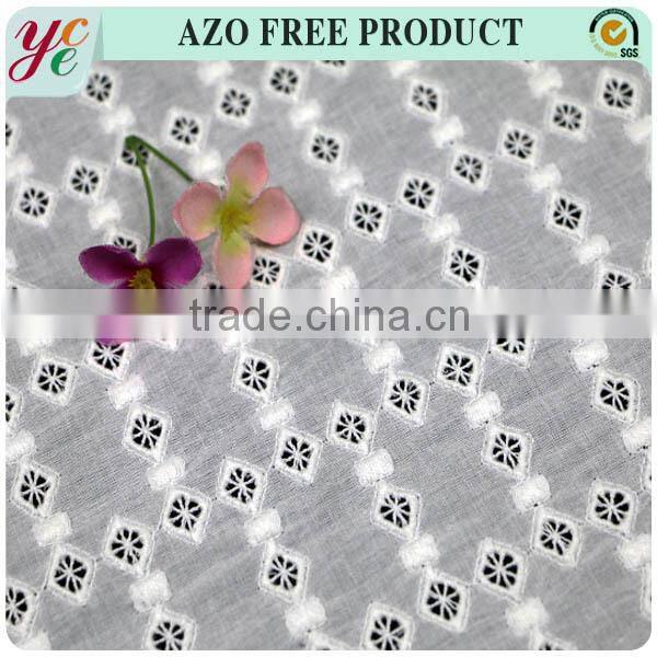 Square hole design white cotton swiss voile lace embroidery fabric