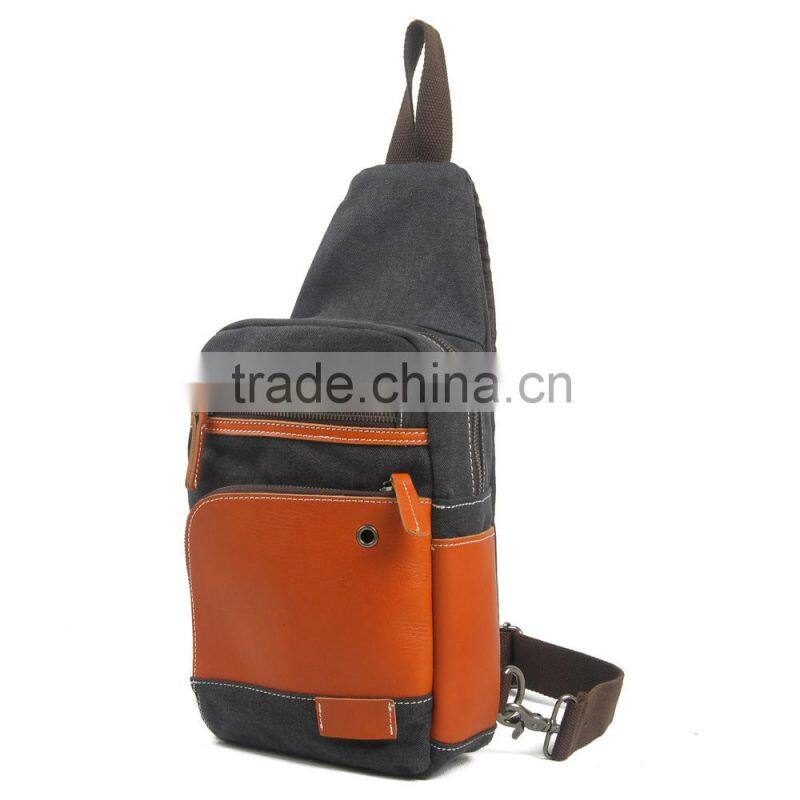 Customized men casual cross body sling canvas chest shoulder bag in china