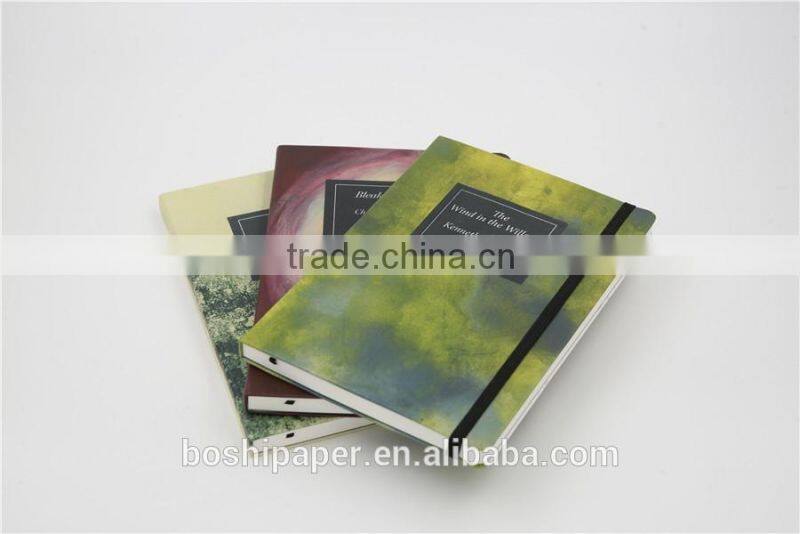 2015 high quality Printed PU softcover Elastic Band Journal notebook planner