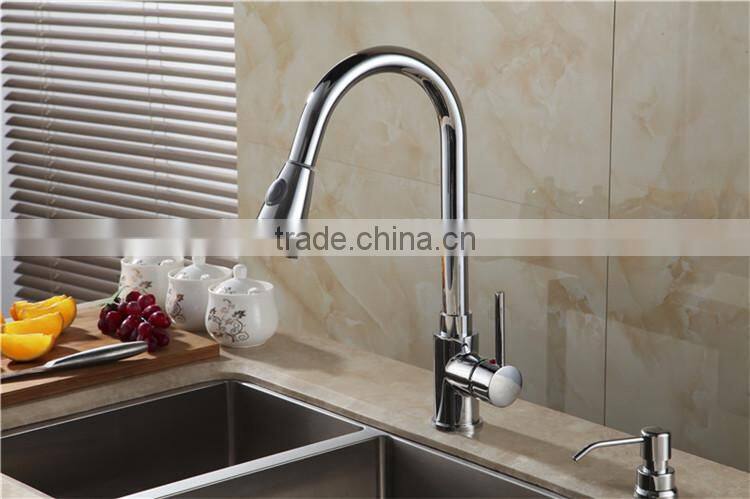cheap long neck retractable kitchen sink faucet,pull out down kitchen faucet,flexible hose brass kitchen faucet