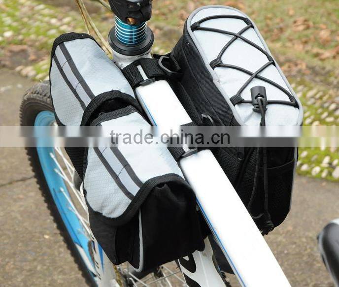 Bicycle Multi-function Frame Top Tube Pannier Bag with Rainproof Cover
