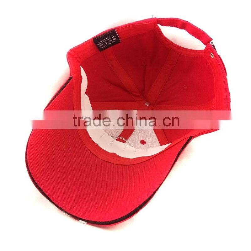 Custom best quality red Acrylic Embossed baseball hat with metal buckle