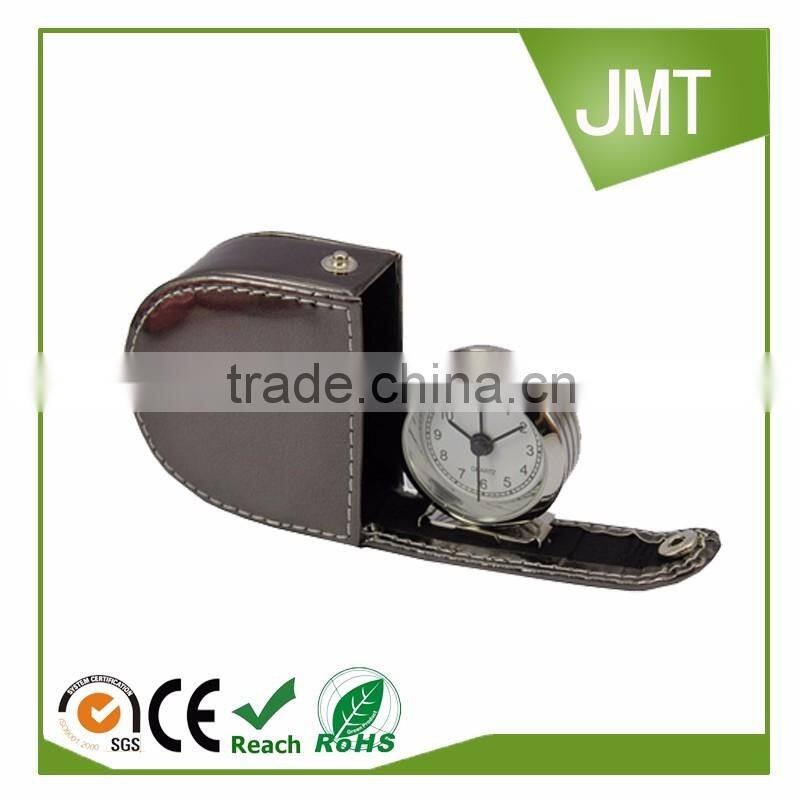 Mini Lovely leather travel alarm clock for gift