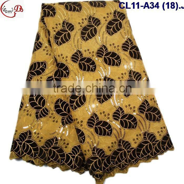 CL11-A34 (17) New arrival and good quality Organza lace fabric with big suquins for dress and clothes