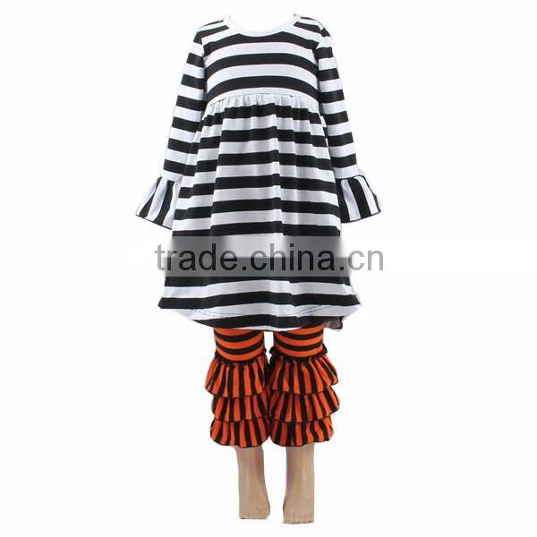 2016 Kaiyo fall boutique girl clothing stripe ruffle dress & stripe ruffle pants halloween outfits for girls oem service clothes