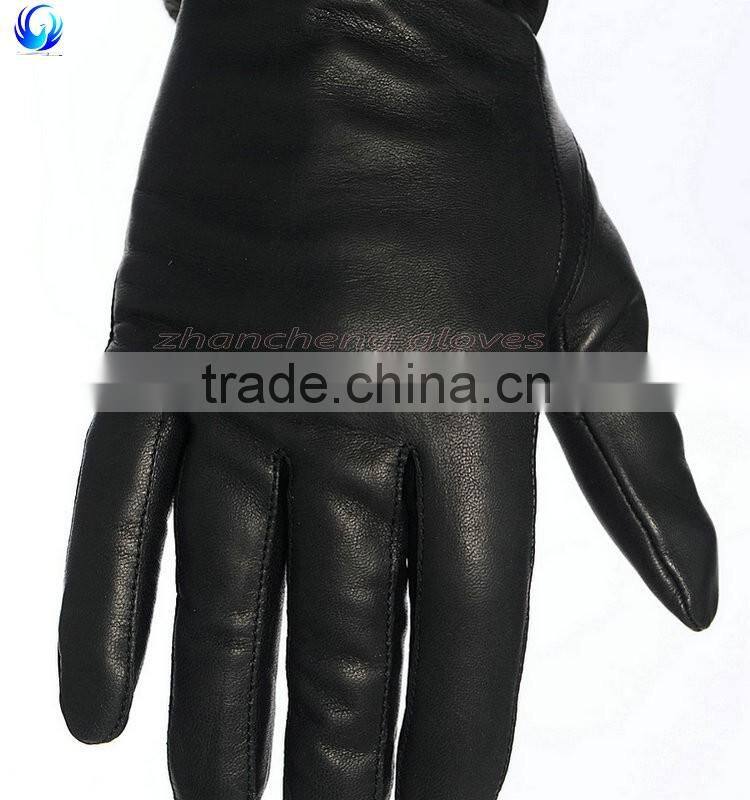 Hot sale wool lined black sheepskin leather touch gloves for men