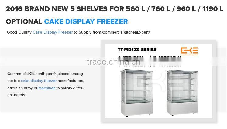 Competitive Prices Commercial Free Standing Glass Modern Bakery Cake Showcase Cake Freezer Cake Display Cabinet