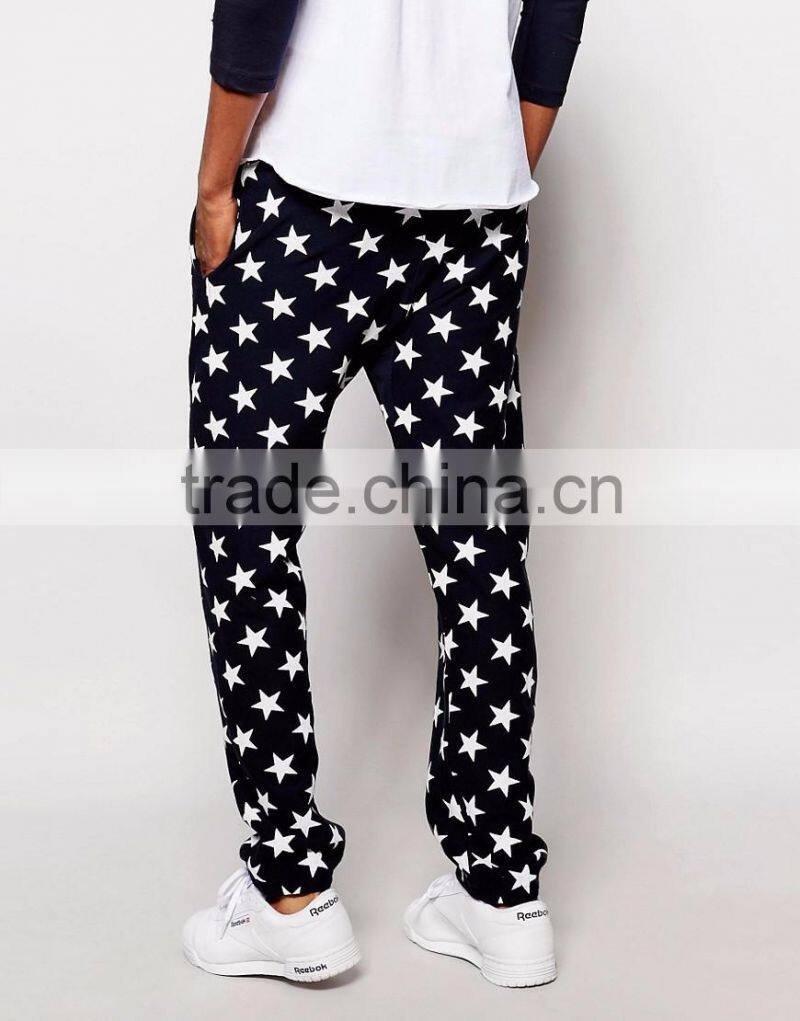 Daijun oem china factory balck and white blend star design cotton men in women's trousers