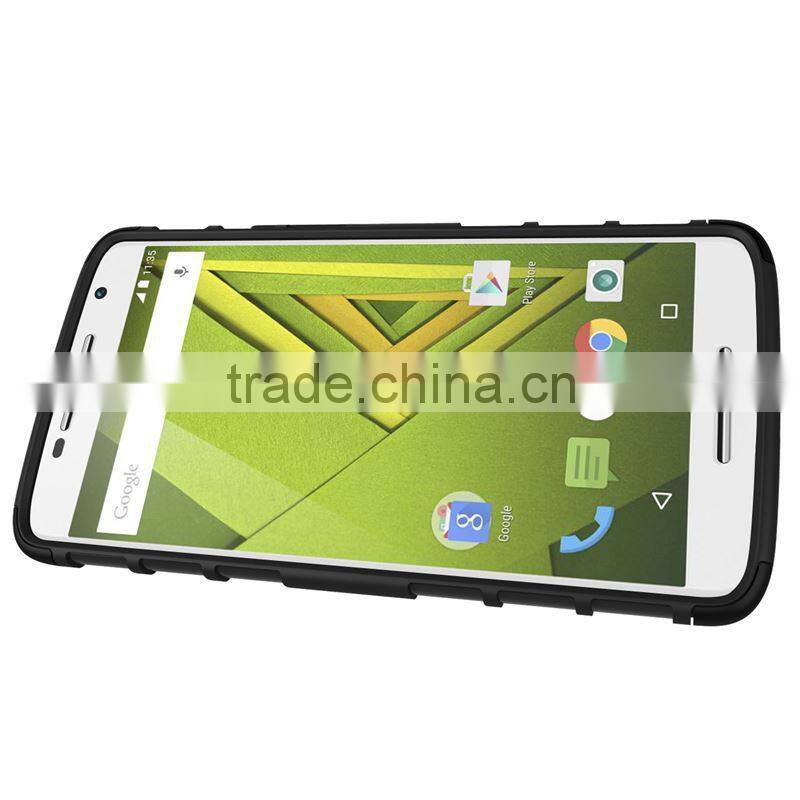 Hot! New! 2 in 1 Dual Slim Armor TPU&PC kickstand phone case for moto x play made in china