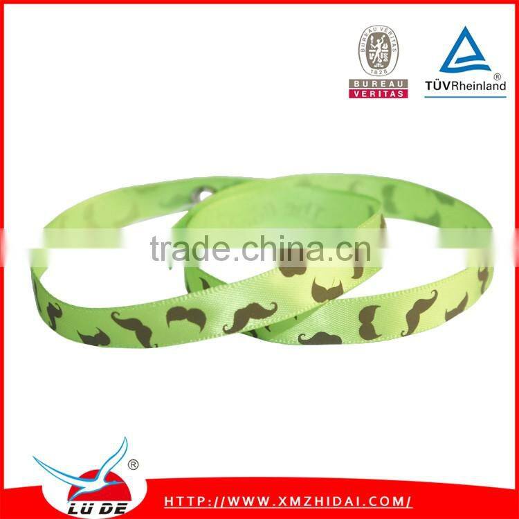 2015 wholesale custom printed personality satin ribbon bracelet