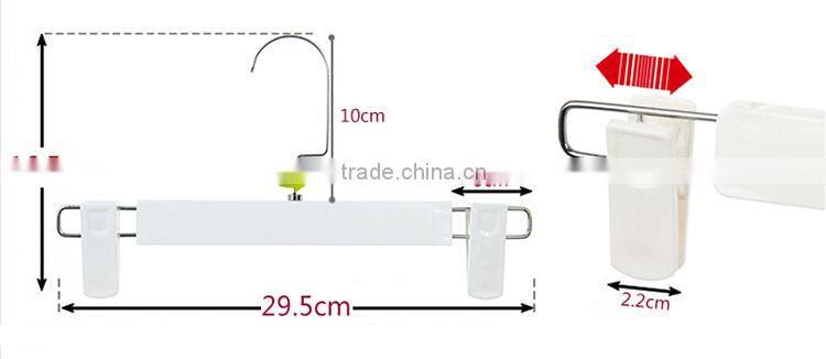 Square Hook White Plastic Skirt/Pant Hanger with Adjustable Clips