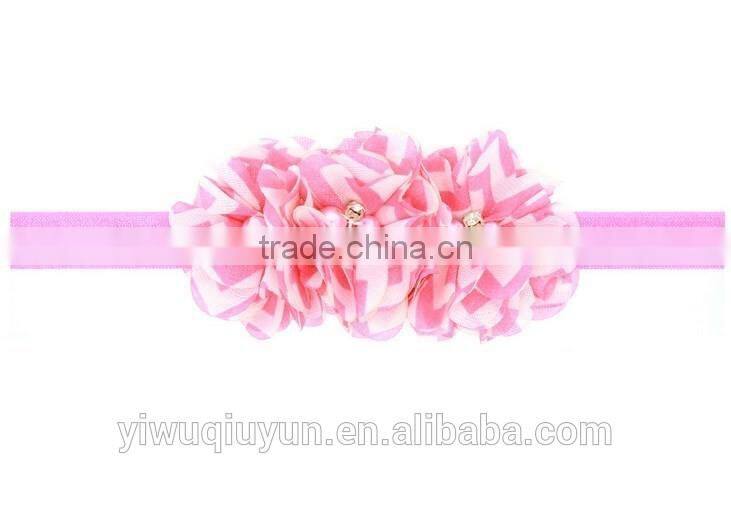 Chevron Shabby Chic flower headband Pear Rhinestone Lace flower hairband Little Girls Hair bands