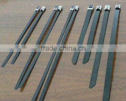 Supply chinl brand pvc coated stainless steel cable tie,304,ladder type,4.6*500 series(ISO9001 UL)