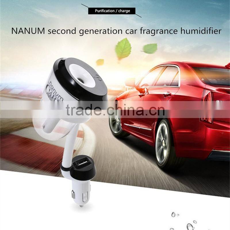 Upgraded Mini Car Aromatherapy Humidifier Air Purfier Essential Oil Aroma Diffuser Mist Maker with 2 USB HUB USB Charger