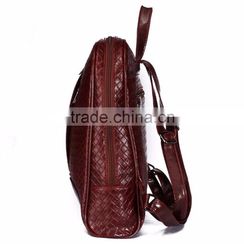 Luxury Women Girls Leather Woven Backpack Campus Shoulder Bag Bookbag Satchel
