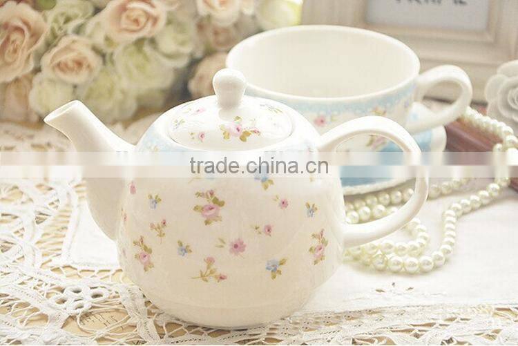 Promotional 3pcs bone china tea set with rose images