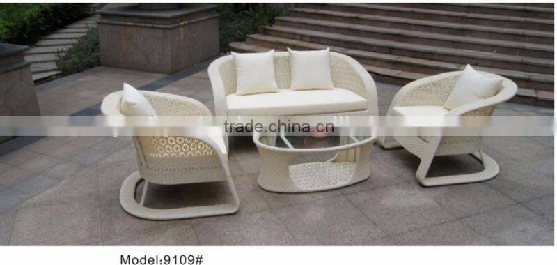 Rattan furniture outdoor flower weave pattern wicker sofa set with cushion