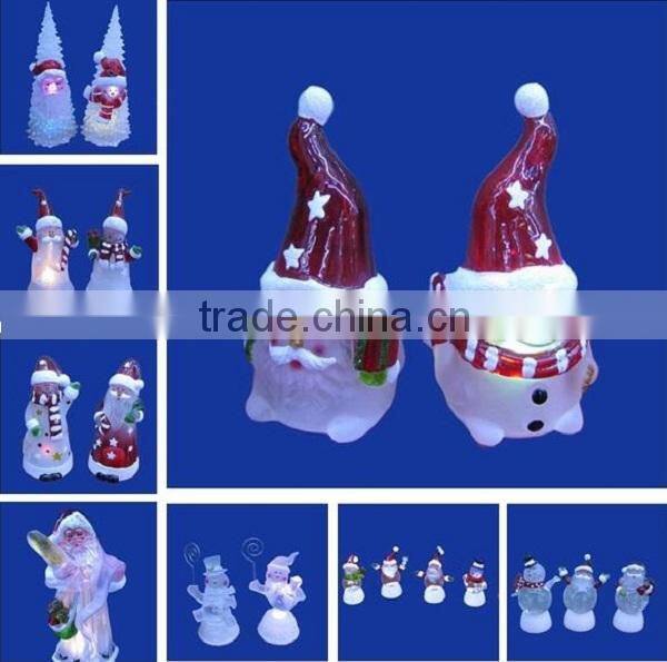 Christmas Acrylic tree and Santa and snowman with RGB led light, battery operated