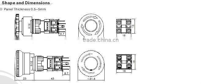 ONPOW waterproof electrical push button switch(LAS1-B Series,Dia.22mm,UL,CE,ROHS,REECH,IP40,IP65)