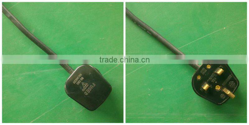 UK power cord fused electrical plug assembly