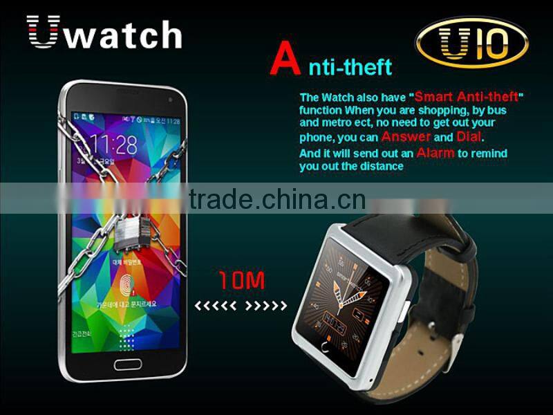 U10 Bluetooth Smart Watch WristWatch UWatch Sync Phone Call SMS APP Notification with E-compass Pedometer for Android Cellphone
