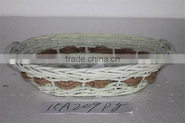 green willow wood chip tray with rope and handles