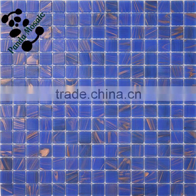 MB SMH01 Golden Line Blue Tile Design Cheap Mosaic Wall Tile Blue Mosaic Bathroom Tile China Glass Mosaic