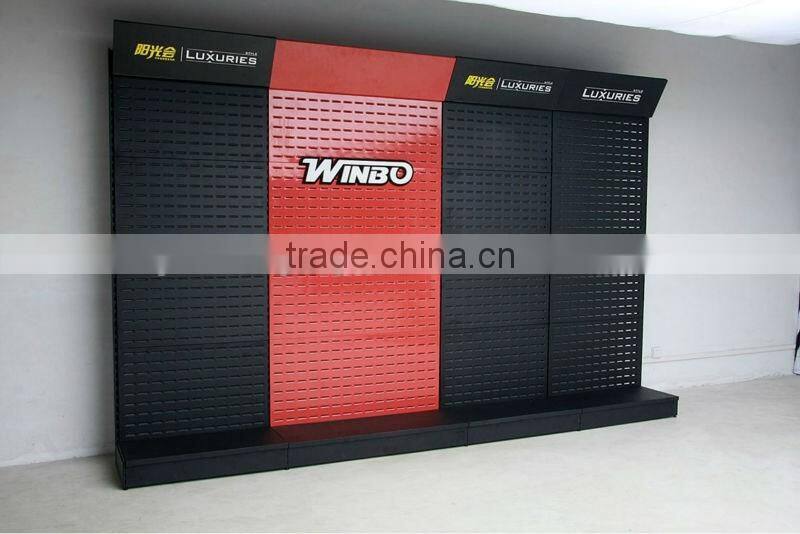 Custom made pegboard metal snacks display stand with hook/counter snacks display rack for supermarket