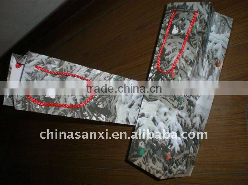 paper bag for red wine packaging of one bottle