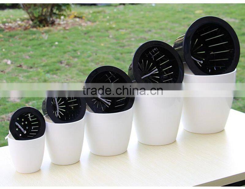 round colorful self watering flower pot