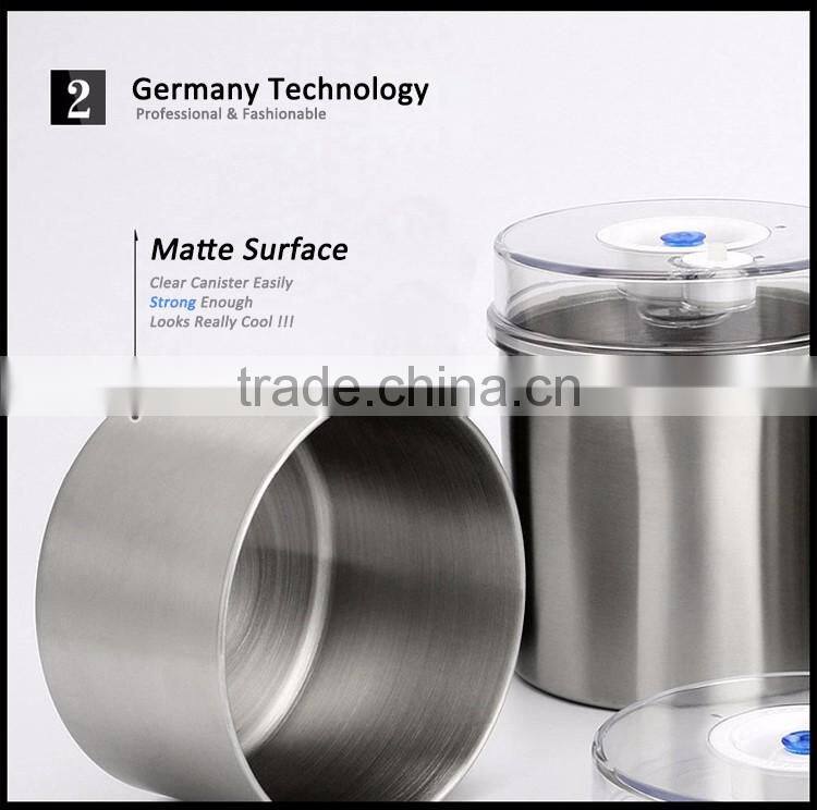 transparent pumpable vacuum metal food container