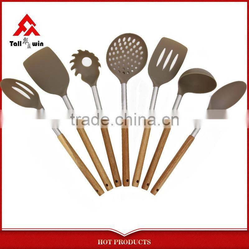 5 Piece Kitchen Utensils Tools Set Black Nylon 5Pc Set Includes Solid Spoon Slotted Spoon Slotted Turner Ladle & Masher With PP